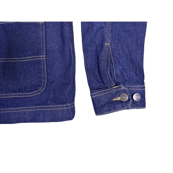 Carhartt Denim Chore Coat Womens Large Blue Relaxed Fit Rugged Flex Button Down - Picture 3 of 10
